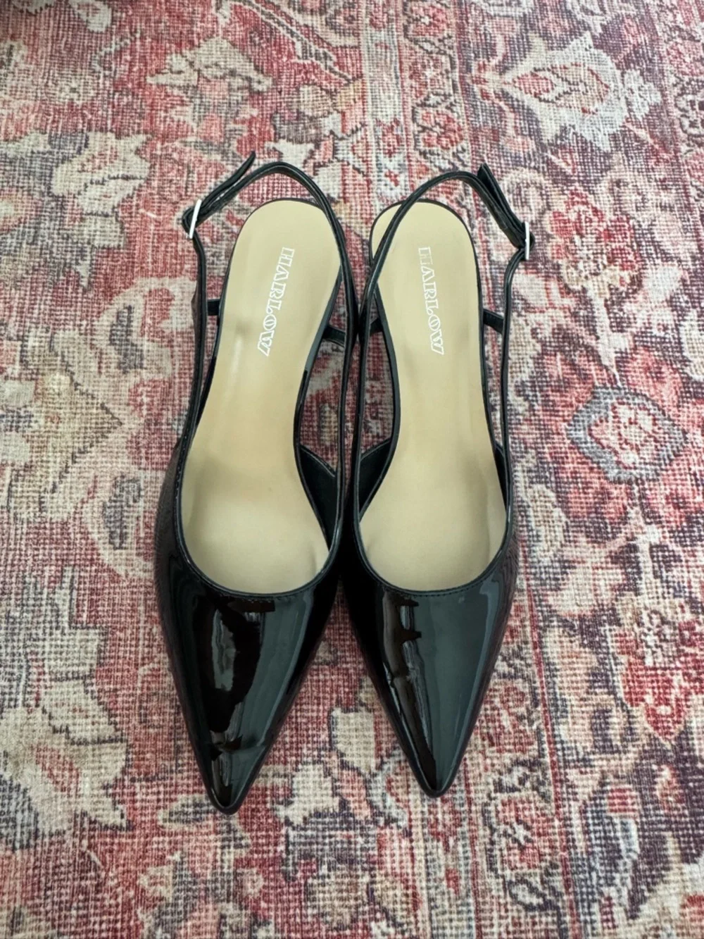 Harlow Black Slingback Kitten Heels - Picture 2 of 2